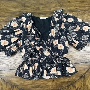 Ulla Johnson Black Floral Top